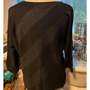 Jones New York 3/4 Sleeve Light Weight Dressy Metallic Sweater Large